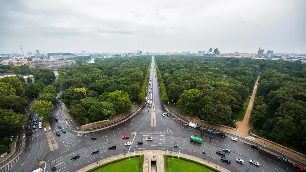 Blick über den Tiergarten in Berlin, von der Aussichtsplatform der Siegessäule.